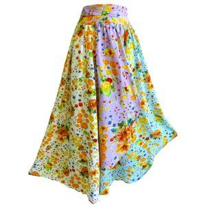 Agua Bendita Colorful Floral Midi Skirt